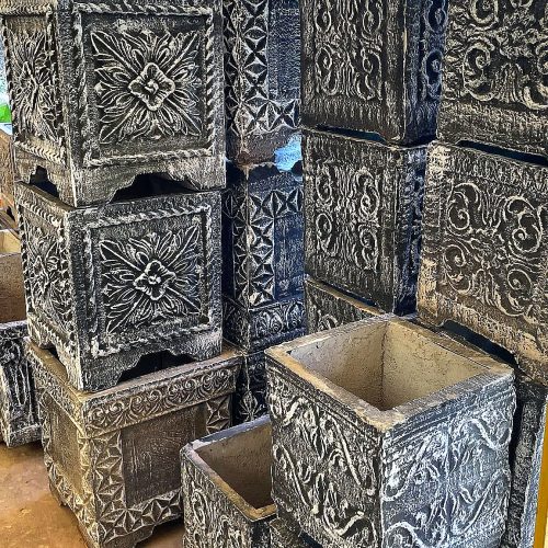 Carved Concrete Planters